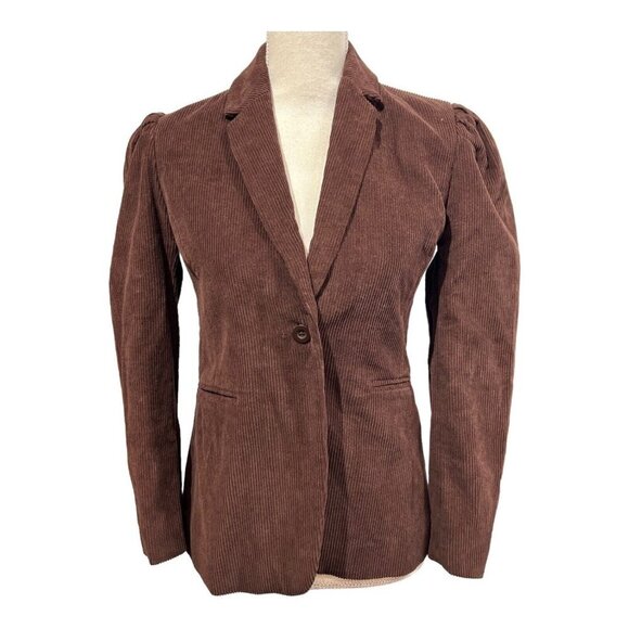 BlankNYC Womens XS Corduroy Blazer Jacket Brown 1 Button Academia Office Preppy - Picture 1 of 10